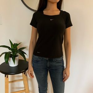 NIKE Fit Dry Black Large Logo Top